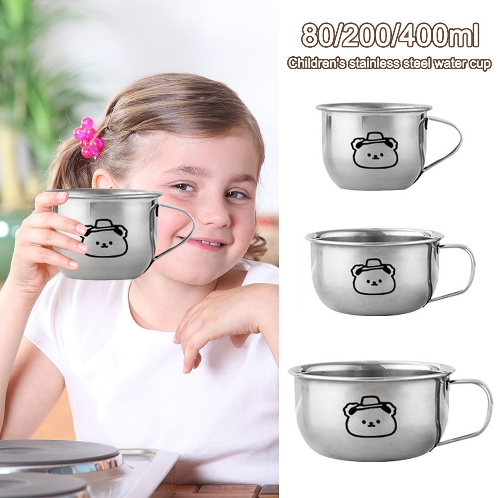 Coffee Tea Milk - แก้วน้ำสำหรับเด็ก ขนาด 80/200/400 มล. ลายหมี ทำจากสแตนเลส