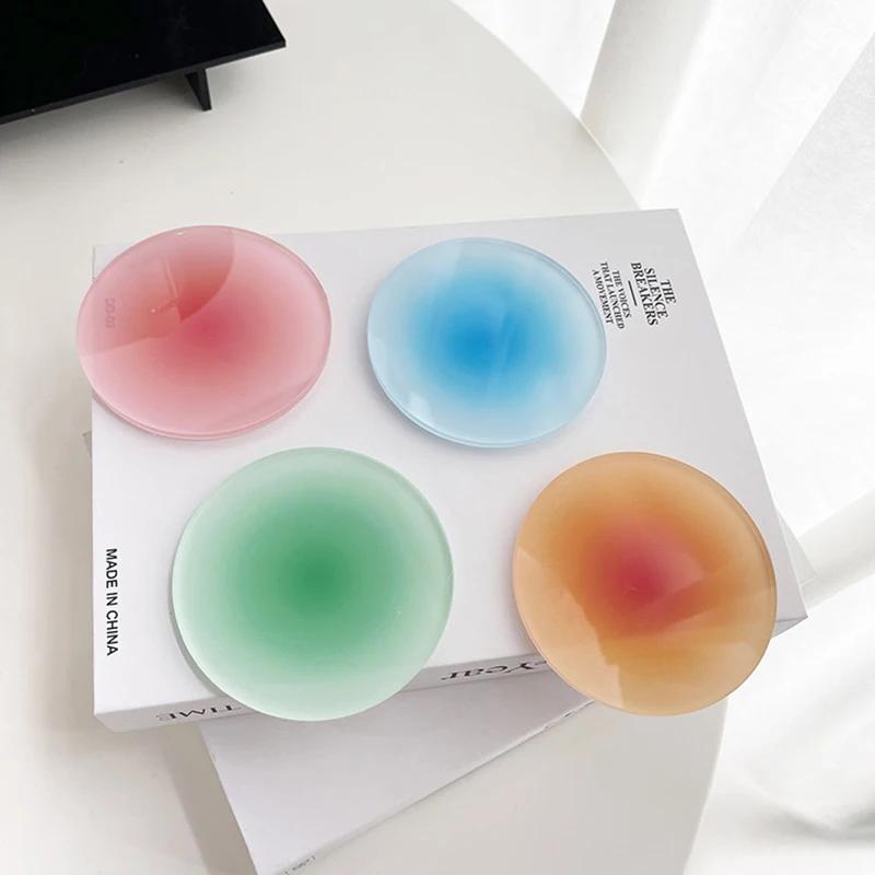 Coffee Or Tea Please - แผ่นรองแก้วไล่สี 4 สี ดีไซน์เรียบง่ายและสร้างสรรค์ พร้อมจานรองทรงกลม เหมาะสำหรับร้านกาแฟ