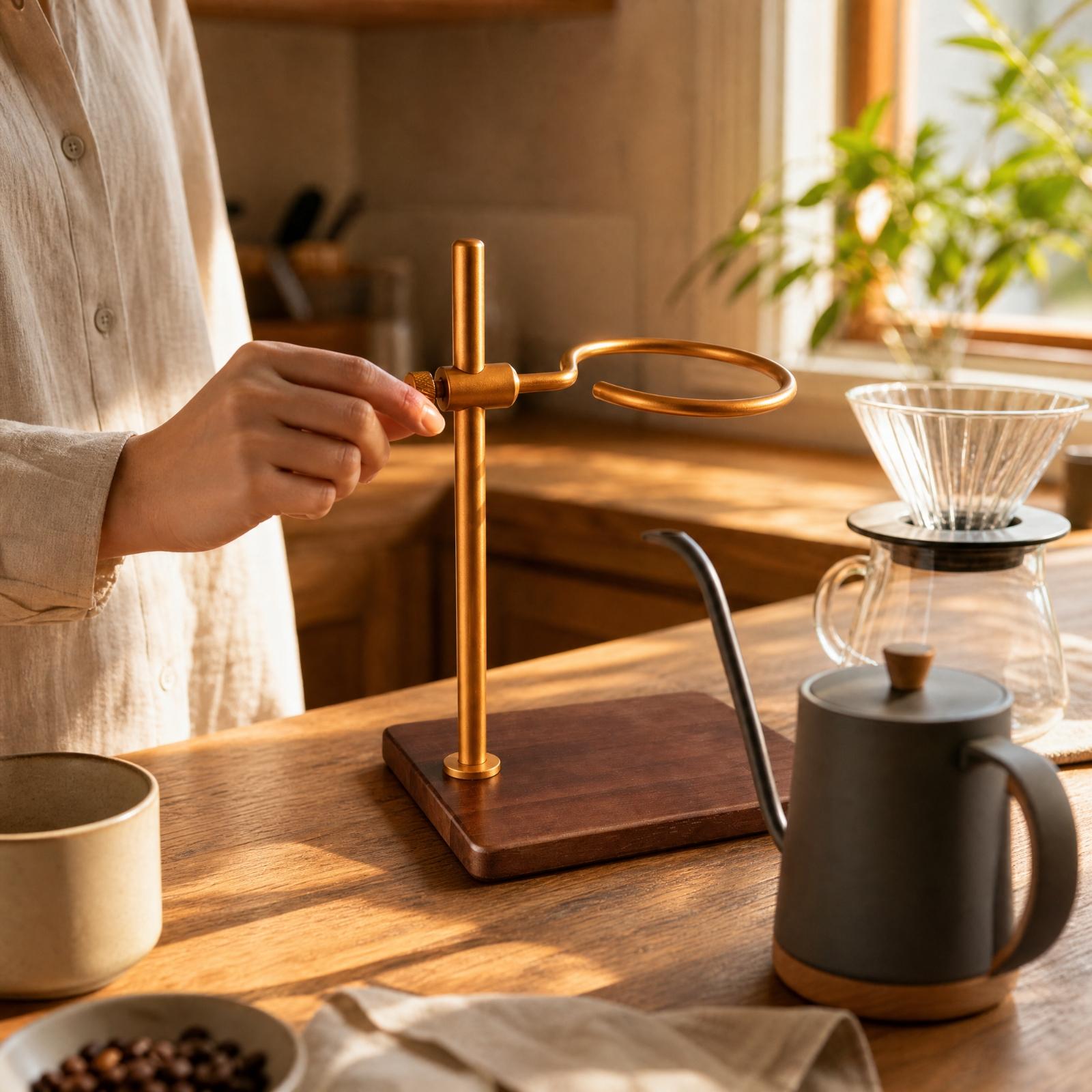 Coffee Dripper V60 - ขาตั้งดริปเปอร์กาแฟ ฐานไม้เนื้อแข็ง ปรับระดับได้ สำหรับดริปเปอร์ V60 แก้วกาแฟ