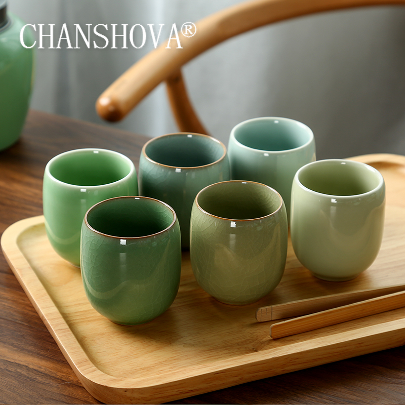 Coffee Tea For Me - CHANSHOVA-ชุดถ้วยชาพอร์ซเลน,สไตล์จีนแบบดั้งเดิม,ถ้วยเซรามิค Celadon Crackle,ถ้วยกาแฟขนาดเล็ก,150ml,H284