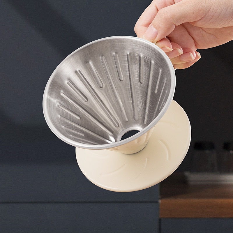 Coffee Dripper V60 - 1-2 คนกาแฟกรองถ้วยสแตนเลสสตีลหยดสําหรับ V60 กาแฟกลางแจ้งหม้อกรองหยดถ้วย Barista อุปกรณ์เสริม