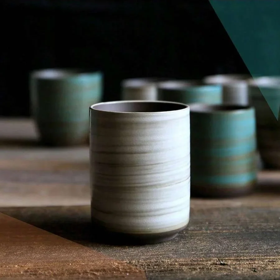 Coffee Tea For Me - มือวาด Crackle Glaze สโตนแวร์แก้ว,VINTAGE เอเชียเซรามิคกาแฟชาถ้วย,เครื่องล้างจานปลอดภัยของขวัญใช้ในบ้าน ZEN