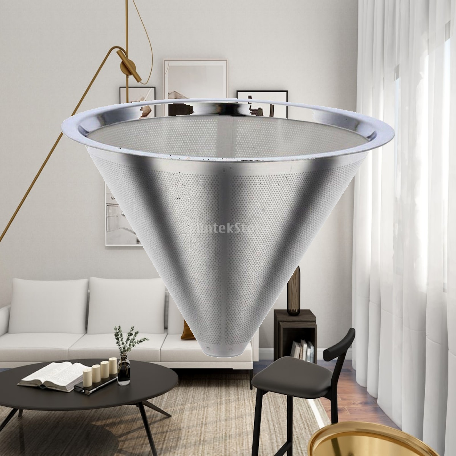Coffee Dripper V60 - ที่กรองกาแฟสแตนเลสสตีลแบบตาข่ายละเอียด ใช้ซ้ำได้ สำหรับเครื่องชงกาแฟดริปแบบแมนนวล อุปกรณ์เสริมสำหรับดริปเปอร์ V60 สำหรับใช้ในครัว