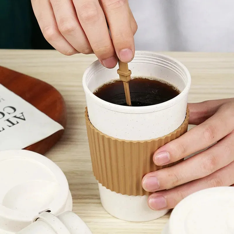450ML ถ้วยกาแฟพร้อมฝาปิดฟางข้า - Coffee Tea For Me บทวิจารณ์และราคา