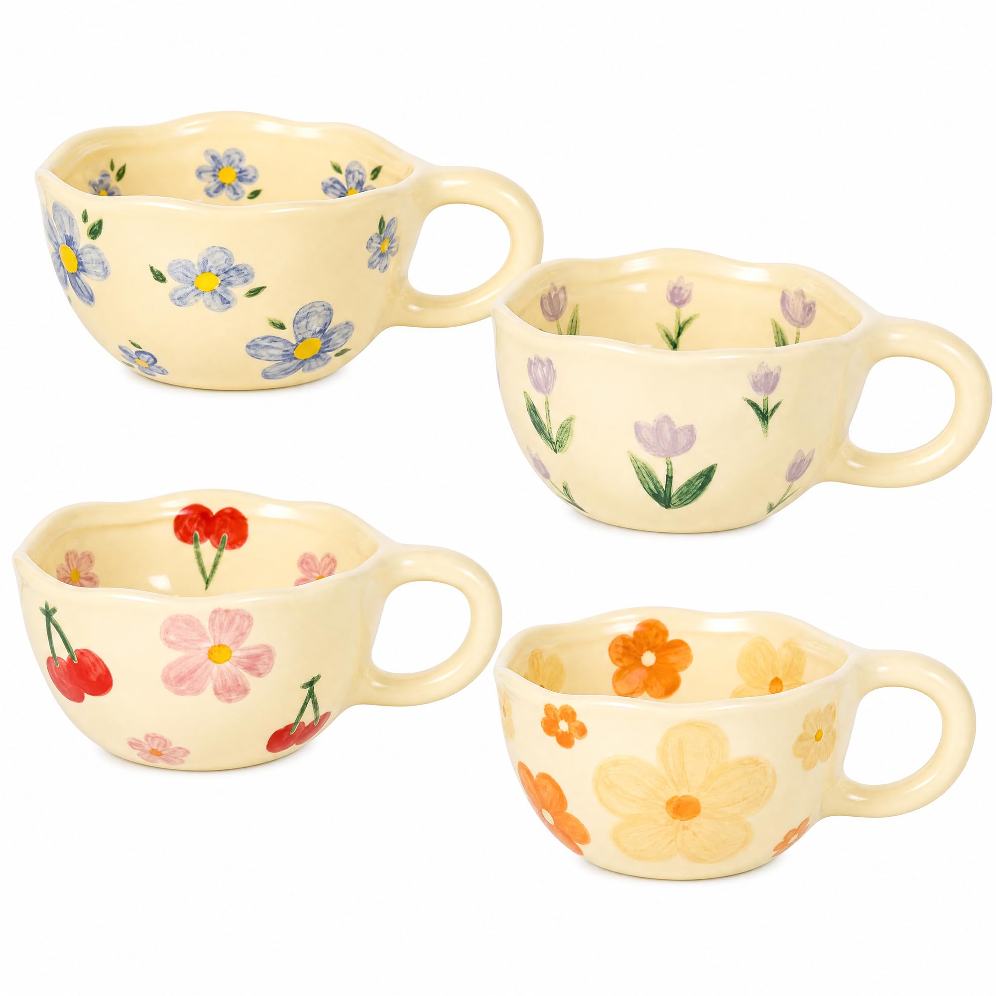 ชุดแก้วกาแฟเซรามิก 4 ใบ ลายดอก - Coffee X Tea บทวิจารณ์และราคา