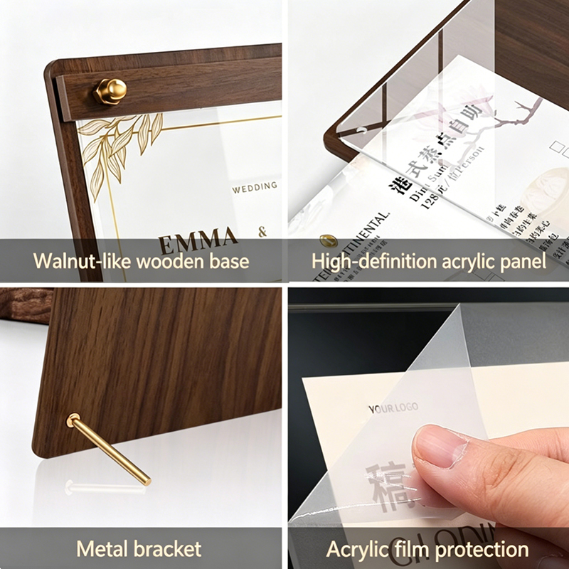 ป้ายเมนูอะคริลิคลายไม้แบบกำหนด - Coffee Tea Stand บทวิจารณ์และราคา