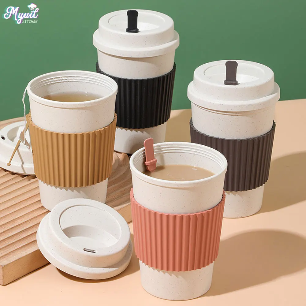 450ML ถ้วยกาแฟพร้อมฝาปิดฟางข้า - Coffee Tea For Me บทวิจารณ์และราคา