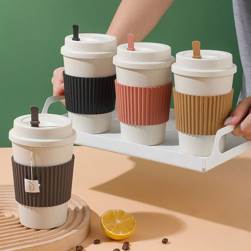 450ML ถ้วยกาแฟพร้อมฝาปิดฟางข้า - Coffee Tea For Me บทวิจารณ์และราคา