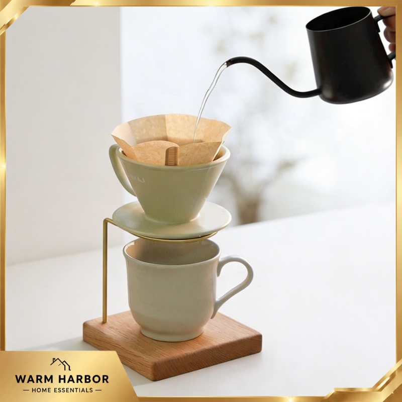 ขาตั้งไม้และทองเหลืองสำหรับชงก - Coffee Dripper V60 บทวิจารณ์และราคา