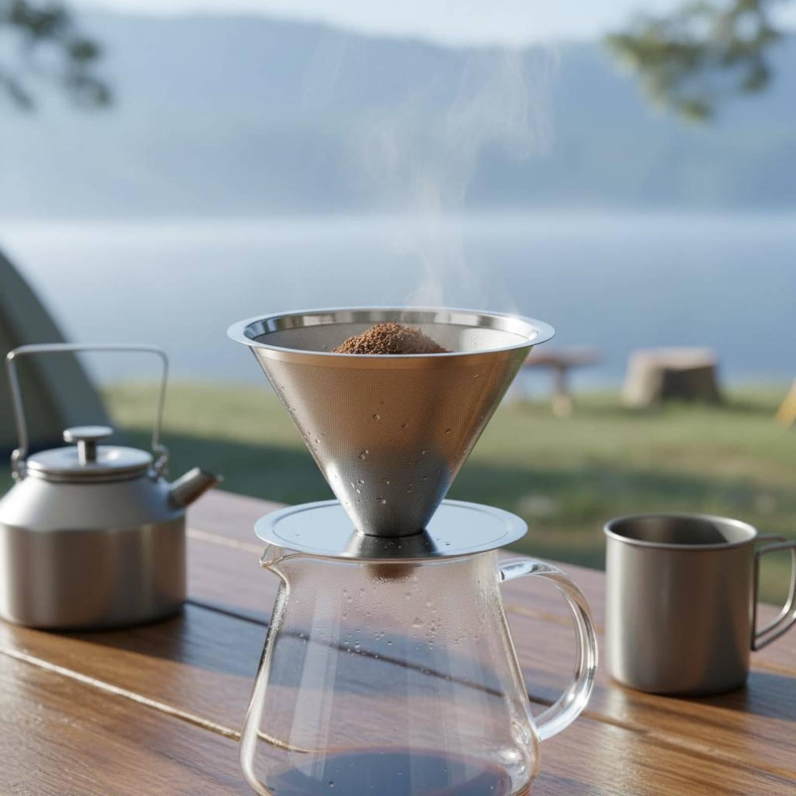 ที่กรองกาแฟสแตนเลสสตีลแบบตาข่า - Coffee Dripper V60 บทวิจารณ์และราคา